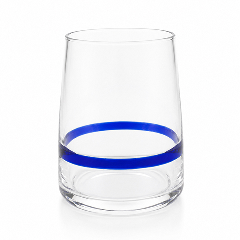 Vaso Mer Vidrio Linea Azul Horizontal 10cm