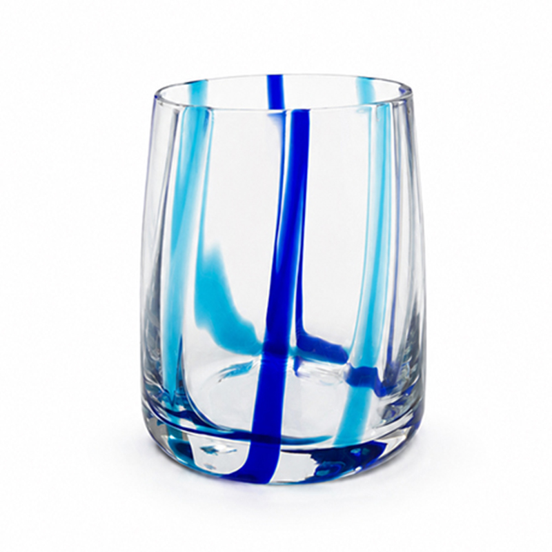 Vaso Mer de Vidrio Linea Azul Celeste Vertical 
