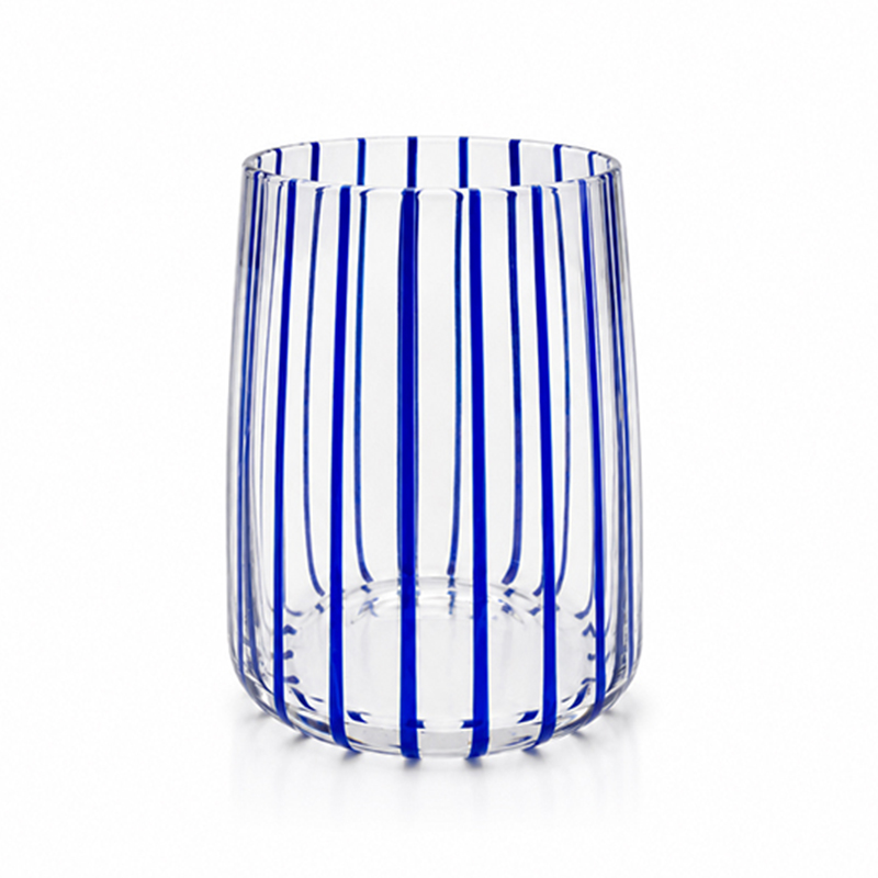 Vaso Mer Vidrio Linea Azul Vertical 10cm
