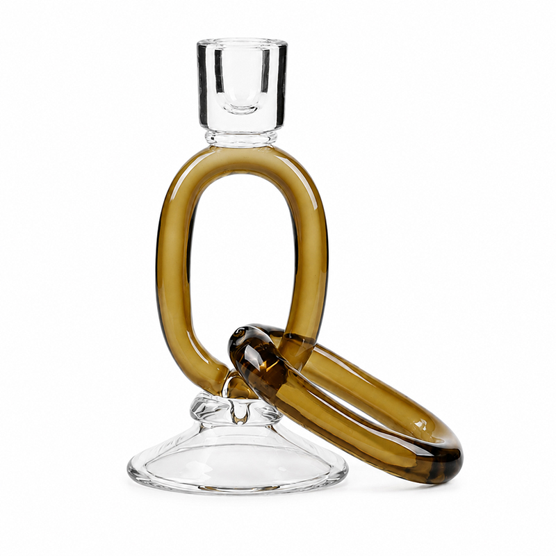 Candelabro Cadena Vidrio Café 24cm