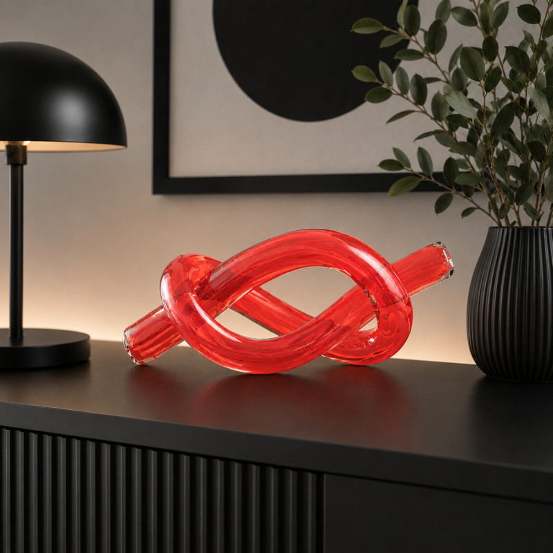 Adorno Nudo de Vidrio Rojo 9x23cm