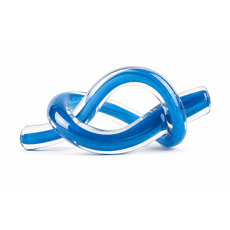 Adorno Nudo de Vidrio Azul 9x23cm