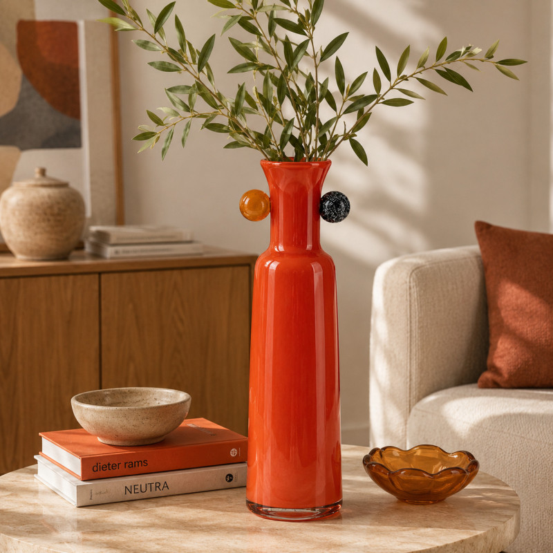Florero Eclipse Vidrio Naranja 37cm