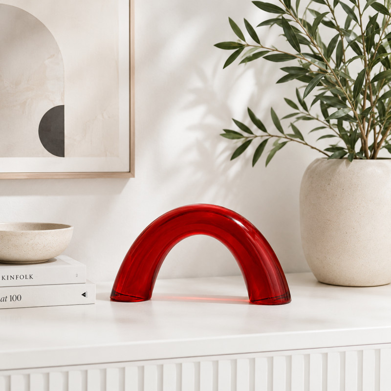 Adorno Arco de Vidrio Rojo 12x26cm