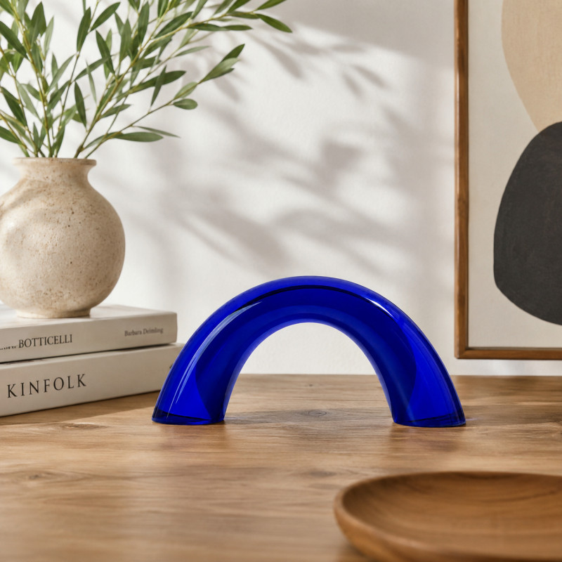 Adorno Arco de Vidrio Azul 12x26cm