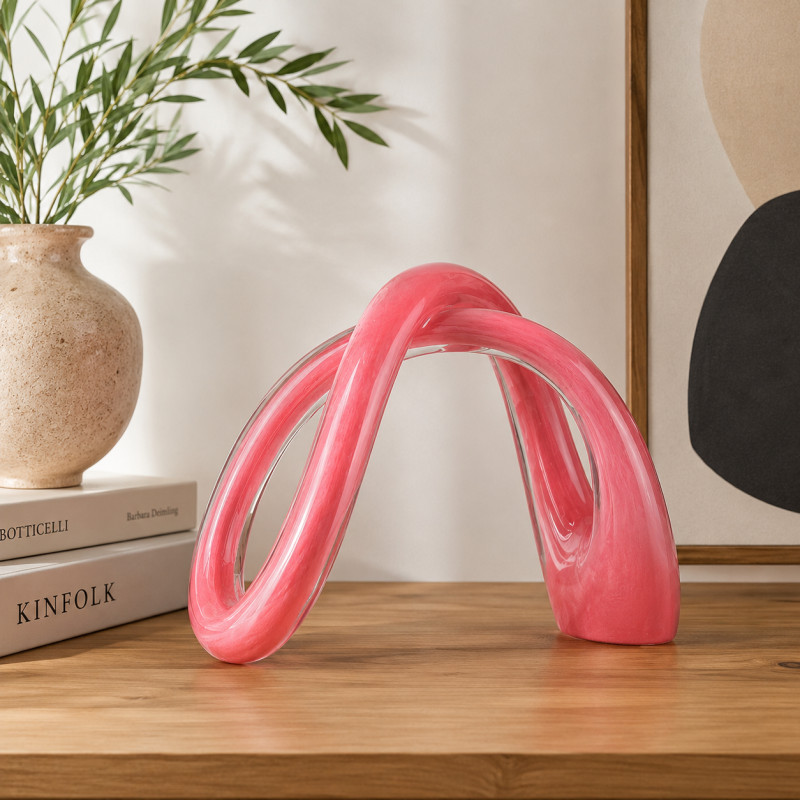 Adorno Arco Doble Vidrio Rosado 22x31cm
