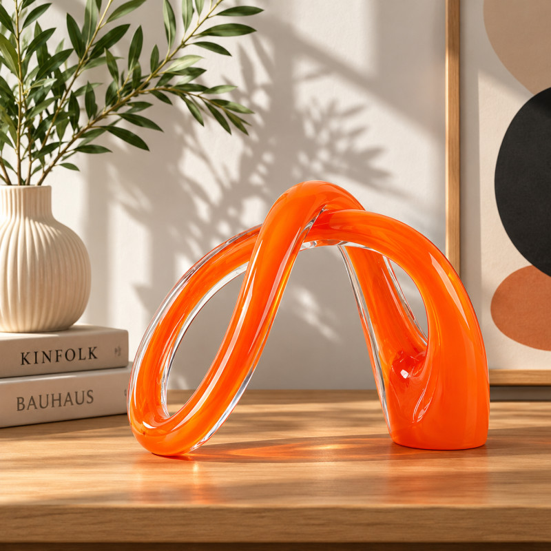 Adorno Arco Doble Vidrio Naranja 22x31cm