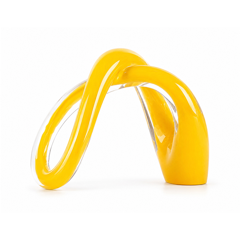 Adorno Arco Doble Vidrio Amarillo 16x22cm