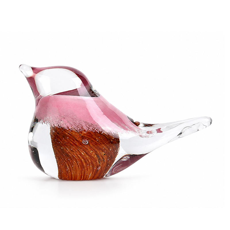 Adorno Pájaro Vidrio Rosado Café 6.5cm