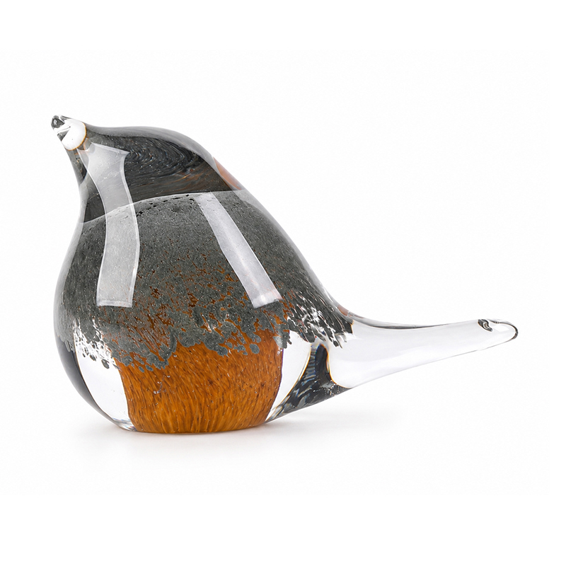 Adorno Pájaro Vidrio Azul Café 6.5cm