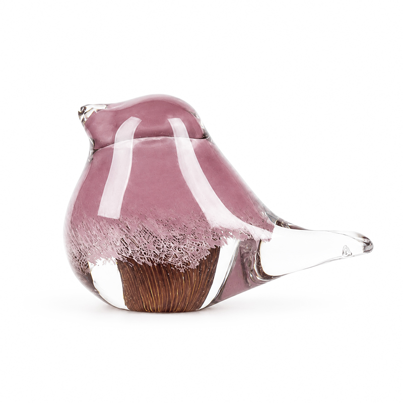 Adorno Pájaro Vidrio Rosado Café 5.5cm