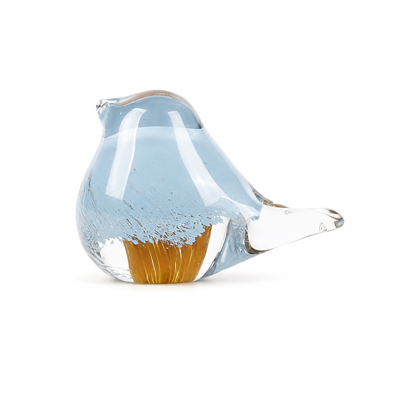 Adorno Pájaro Vidrio Celeste Café 5.5cm