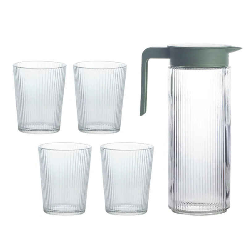 Jarra con Vasos de Vidrio 5 Piezas 1 L  230ml