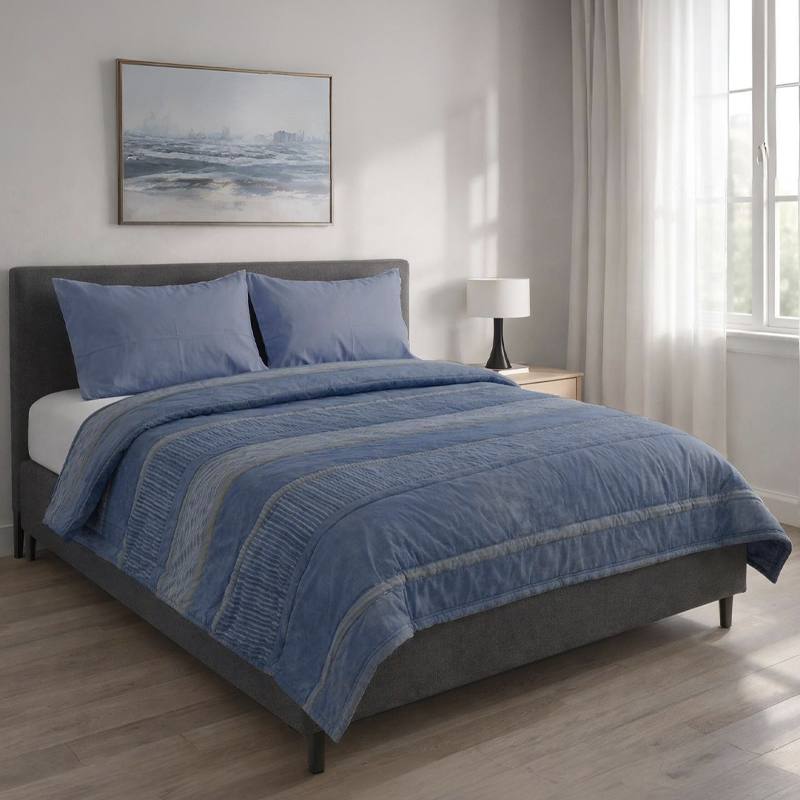 Edredón Teal Gris Cotton Touch Twin