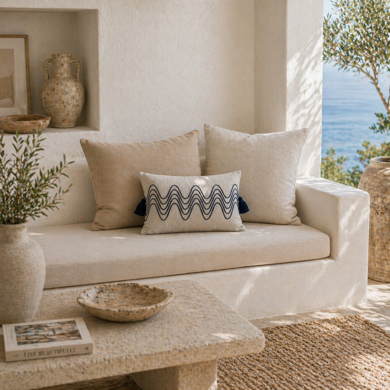 Cojín Tropical Blue Ondas de Olas 30x50 cm