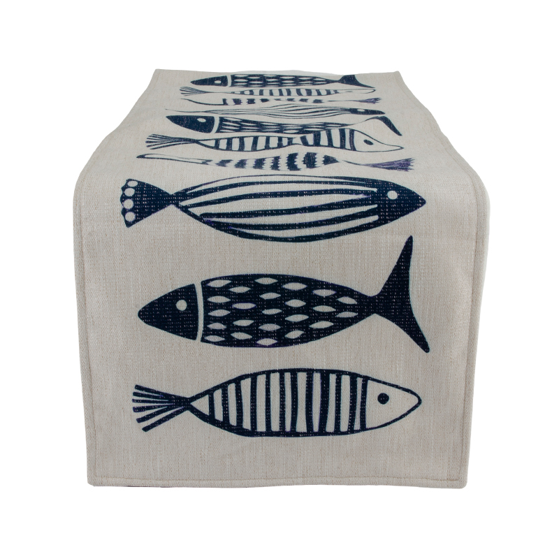 Camino de Mesa Tropical Blue Sublimado Peces 180 x 33 cm