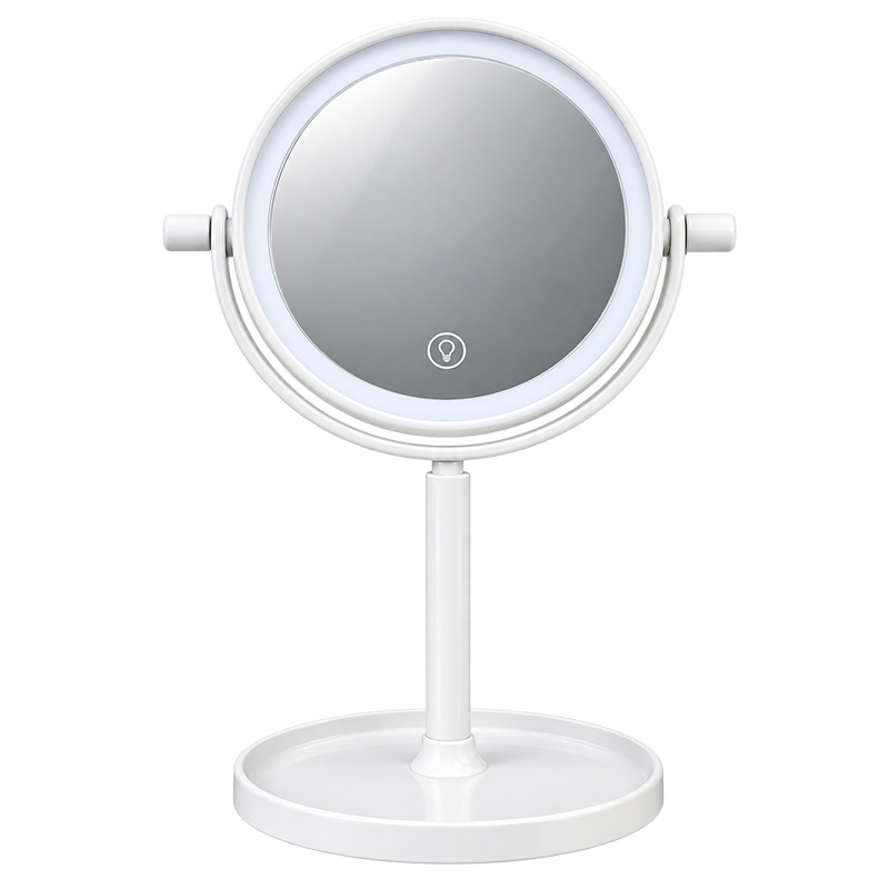 Espejo de Mesa Blanco con Luz LED de 27cm