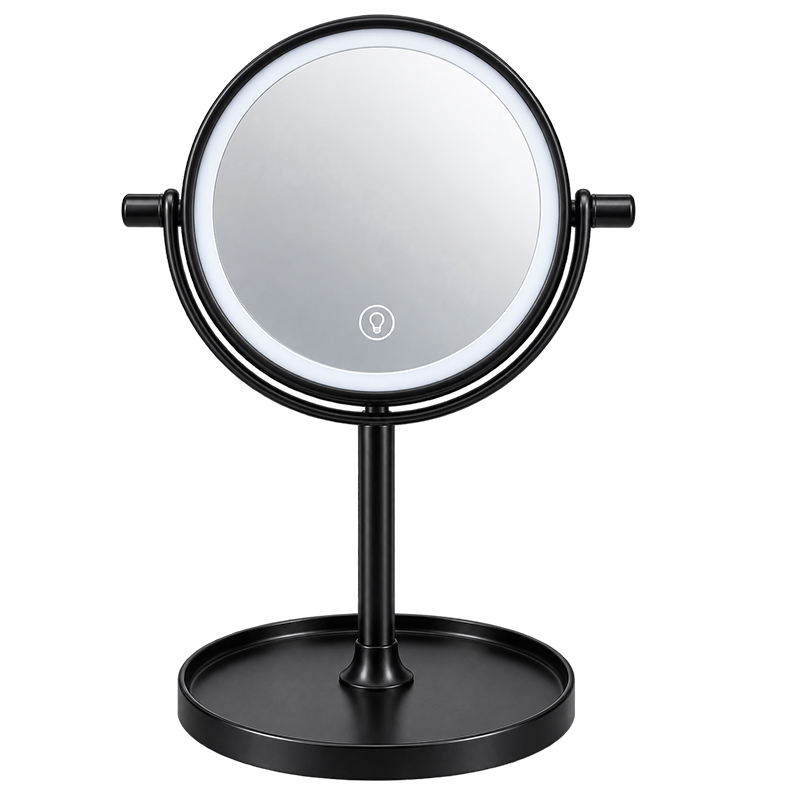 Espejo de Mesa Negro con Luz LED de 27cm