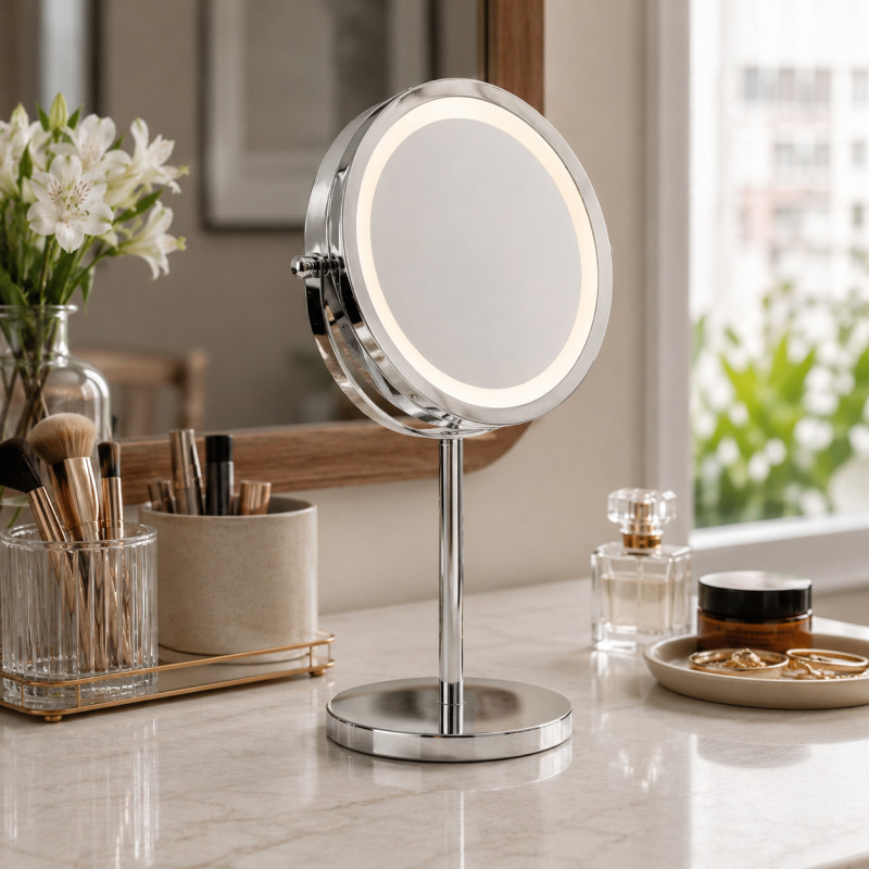 Espejo de Mesa  Aumento x3 con Luz 