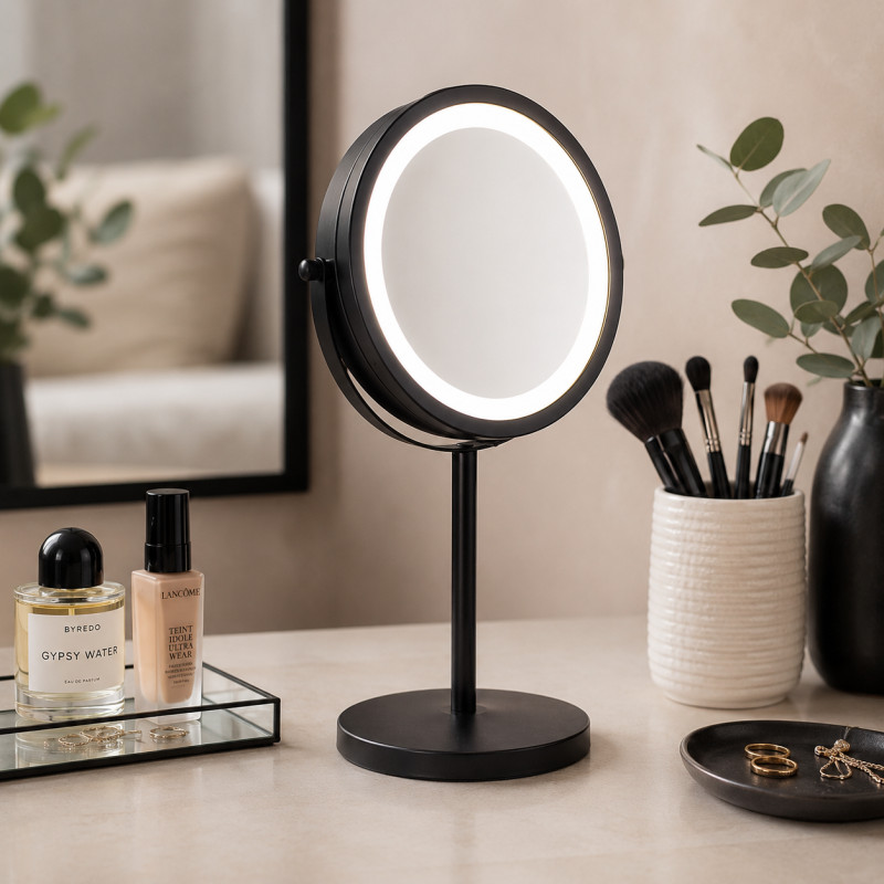 Espejo de Mesa  Aumento x3 con Luz Negro 