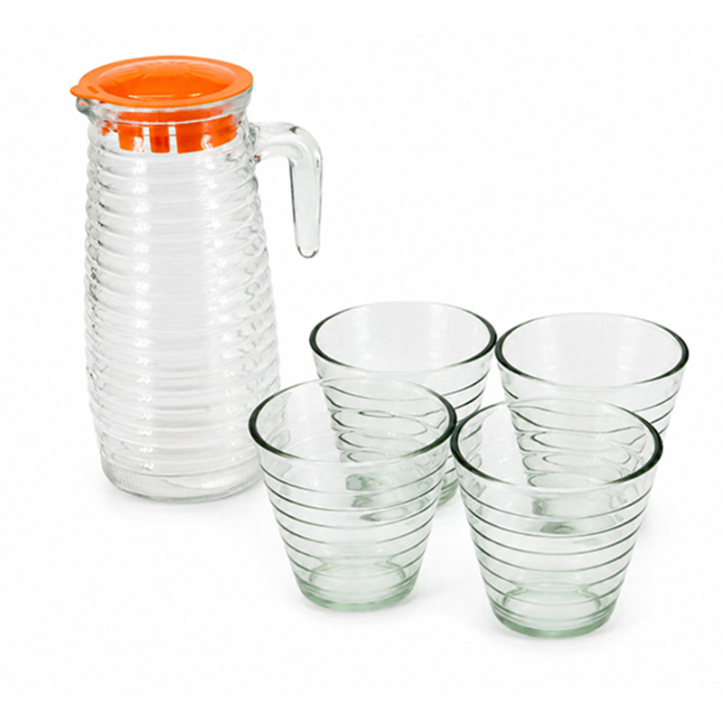 Jarra de Vidrio 750ml con 4 Vasos de 220ml 