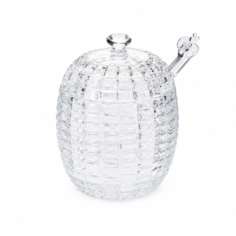 Frasco de Vidrio con Detalles de Cuadros para Miel  240ml