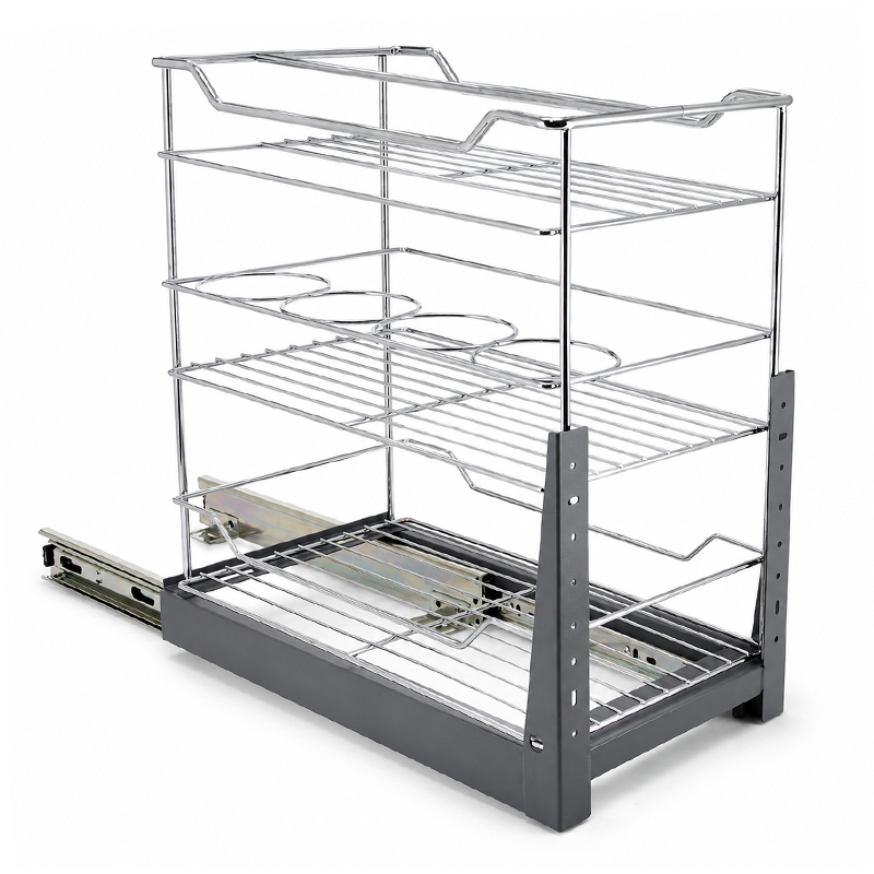 Cesto Triple con Riel Cromo 44 x 24 x 43 cm