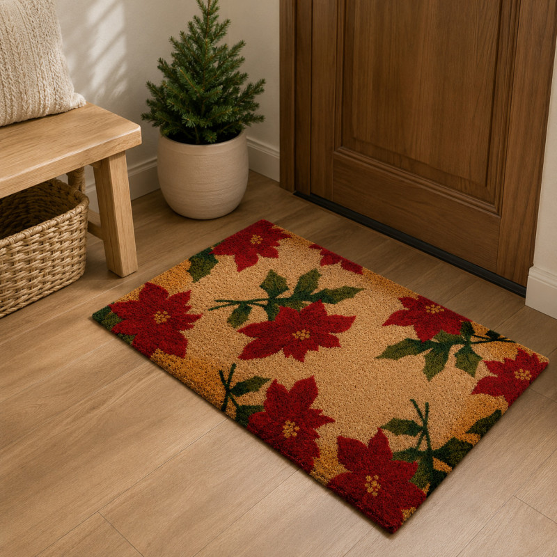 Alfombra Diseño de Flor Ponsetia 40x60cm