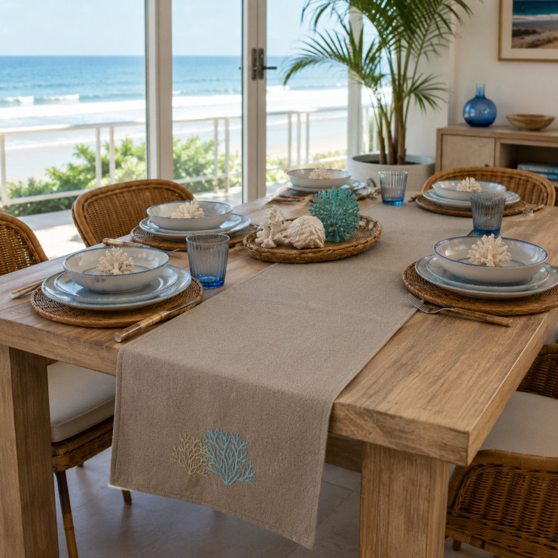 Camino de Mesa Coral Breeze Crudo 180 x 33cm