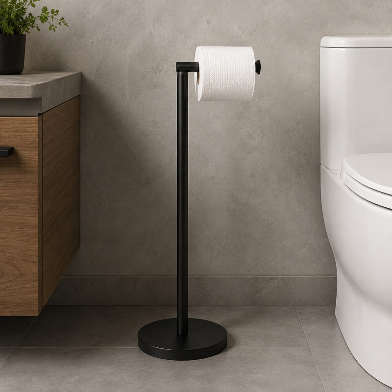 Porta Papel de Piso Abatible Negro