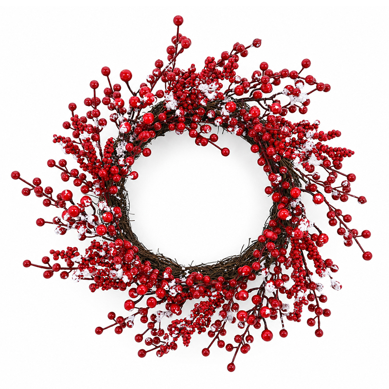 Corona Navideña Cerezos Snow 50cm
