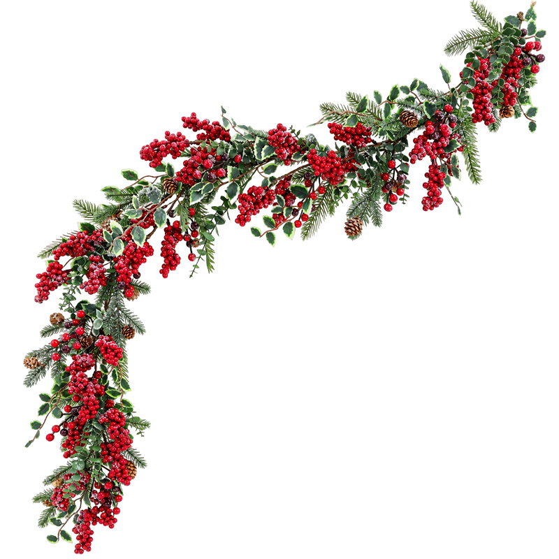 Guirnalda Navideña Cerezas Frost Piñones 152cm 
