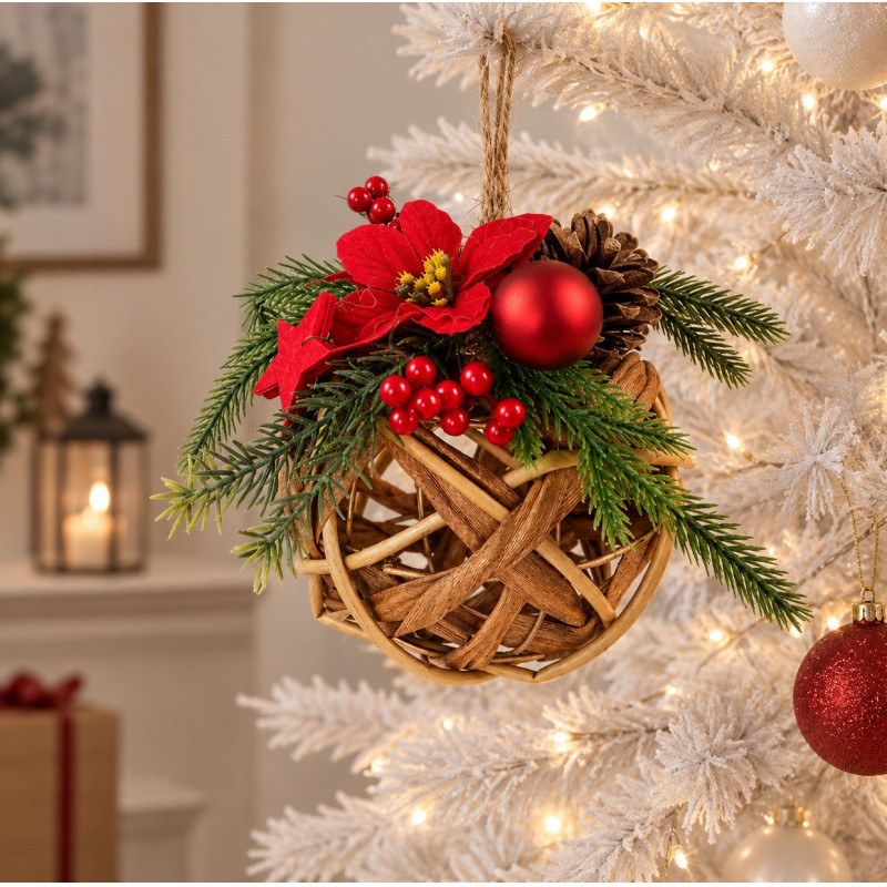 Bola Colgante Winter Village Natural 14cm 