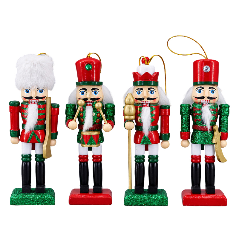 Cascanueces Rojo y Verde Colgante set de 4 Piezas 12.5cm
