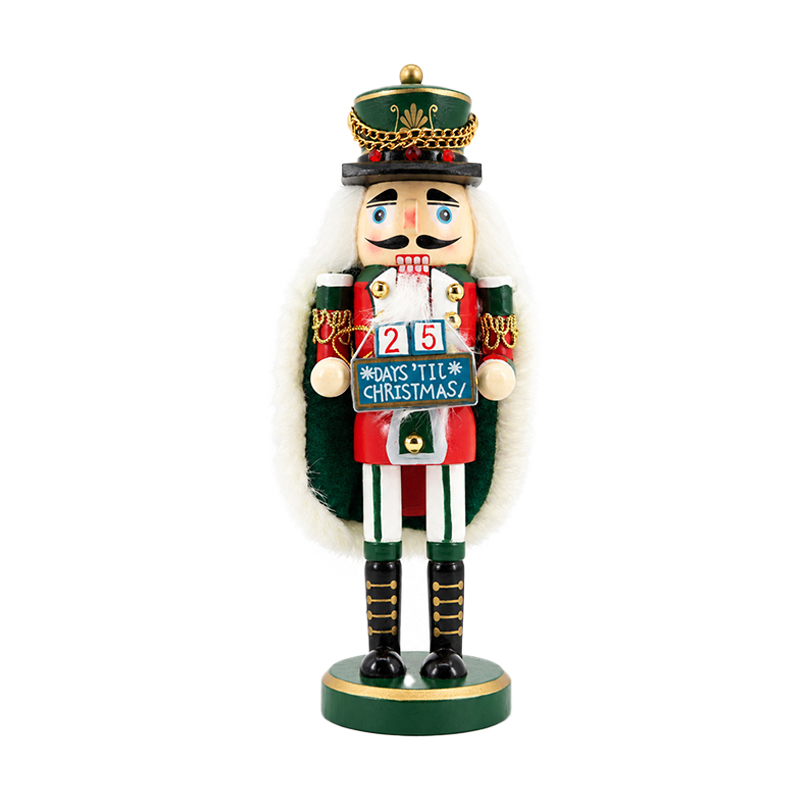 Cascanuez Soldier Calendario Verde y Rojo 20cm 