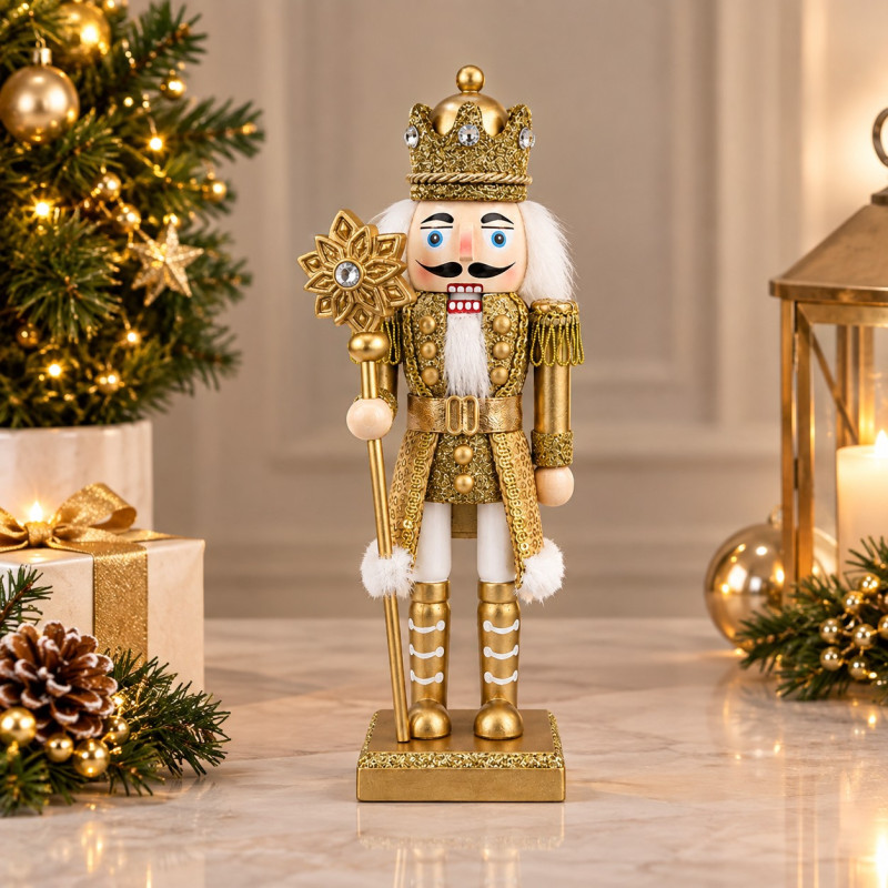 Cascanuez King con Bastón Oro 20cm 