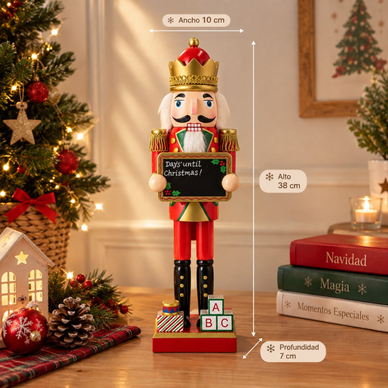 Cascanuez King Rojo con Letrero Days Until Christmas 38cm 