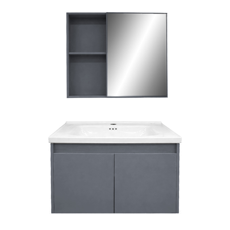 Mueble de Baño Aéreo Gris 60x48cm con Espejo