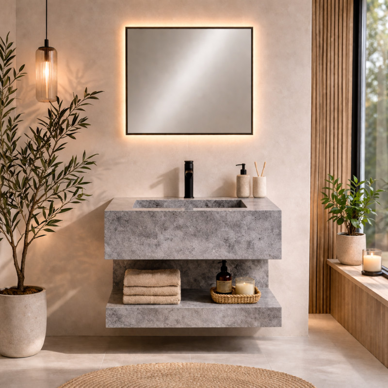 Mueble de Baño Aéreo Gris 60x47cm