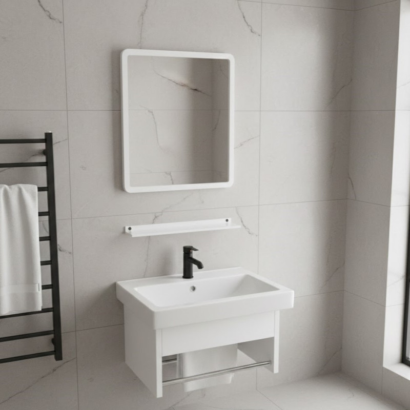 Mueble de Baño Aéreo Blanco con Espejo 44x36cm