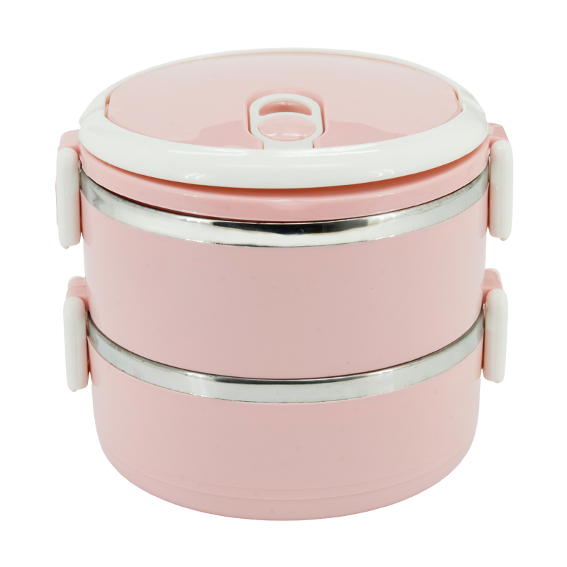 Vianda Doble para Comida Acero 1.4L Rosa
