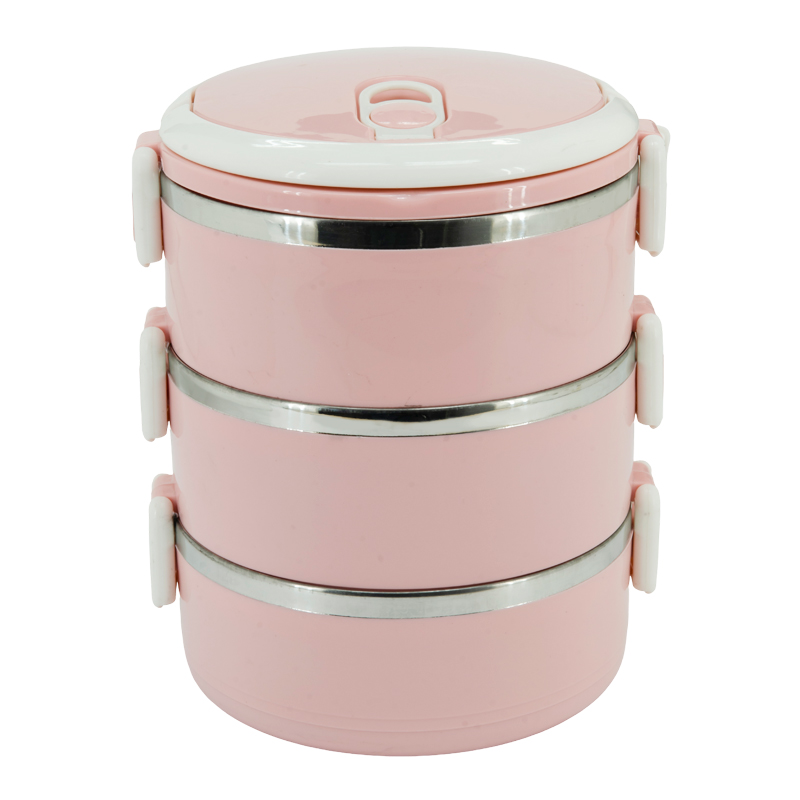 Vianda Doble para Comida Acero 2.1L Rosa