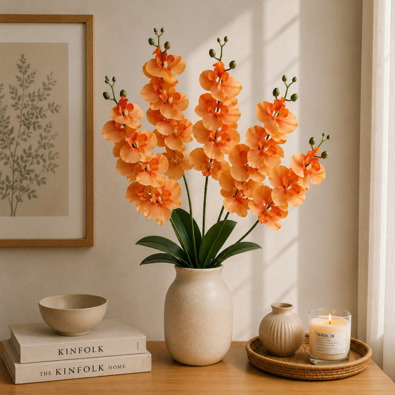 Flor Artificial Orquídea Melón 93cm