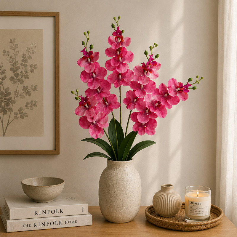 Flor Artificial Orquídea Fucsia 93cm