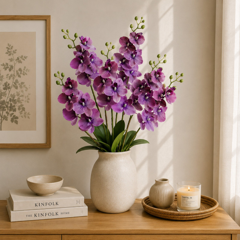 Flor Artificial Orquídea Lila 93cm