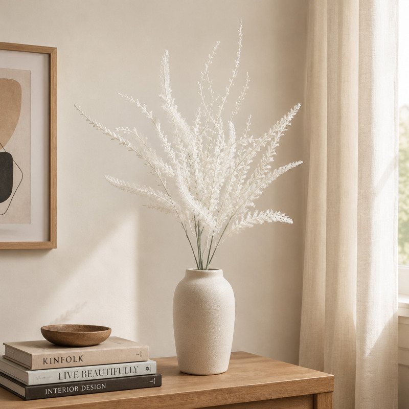 Flor Artificial Plumón Blanco 80cm 