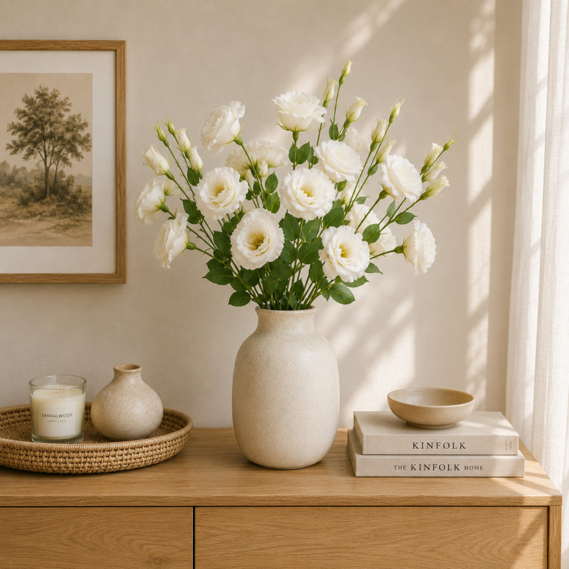 Flor Artificial Clavel Blanco 50cm 