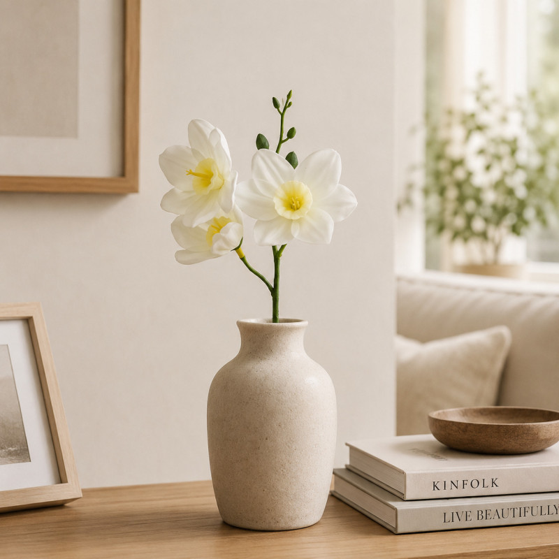 Flor Artificial Narciso Blanca 32cm