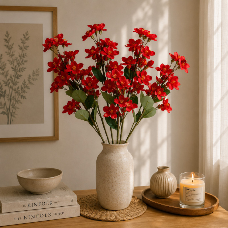 Flor Artificial Magnolia Roja 84cm