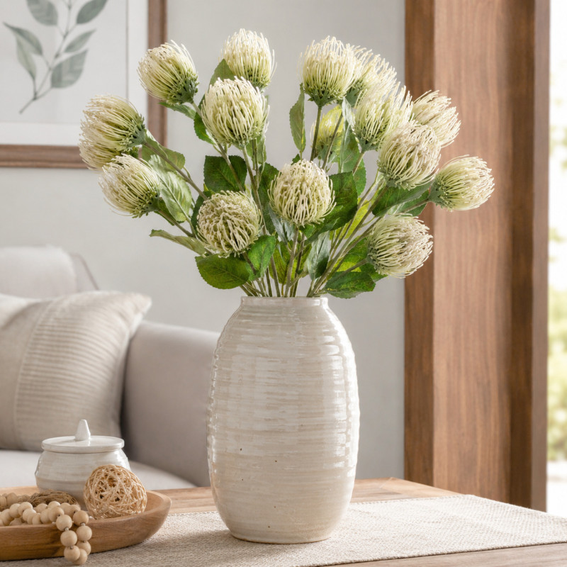 Flor Artificial Protea Blanca 68cm